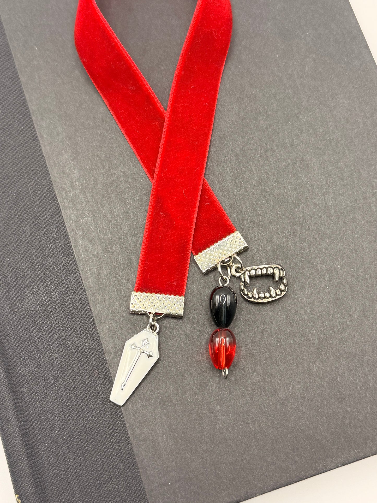 Velvet Ribbon Bookmark: Red Vampire