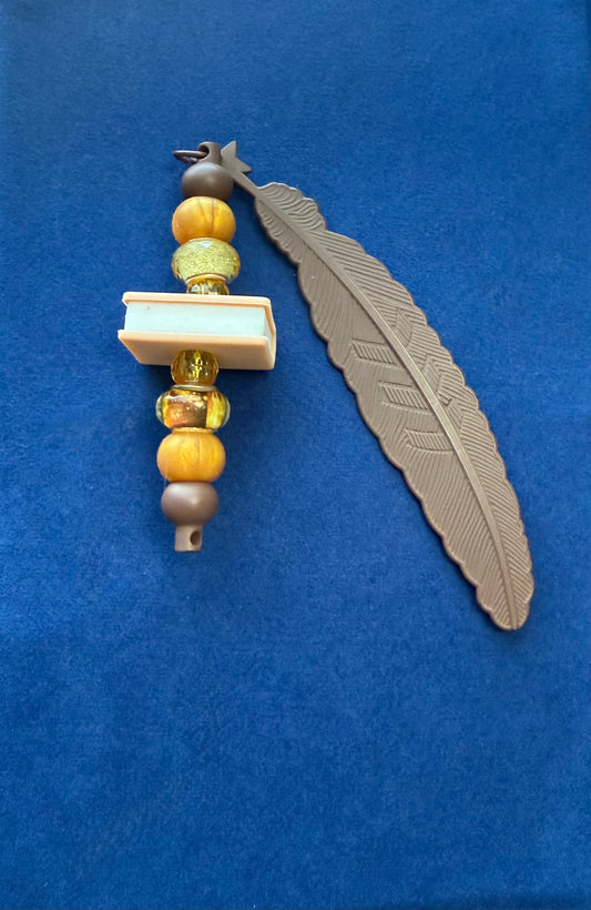 Gold Book Feather Bookmark