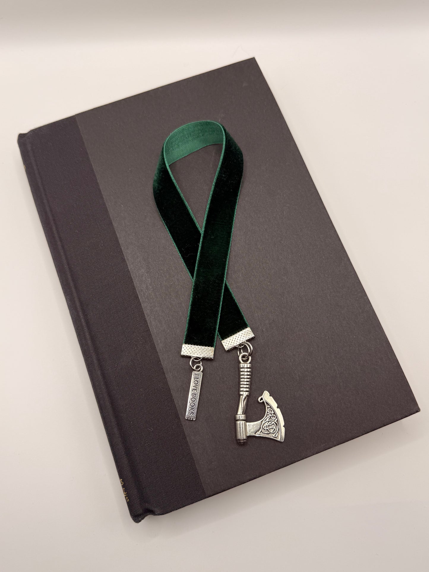 Velvet Ribbon Bookmark-Green Axe